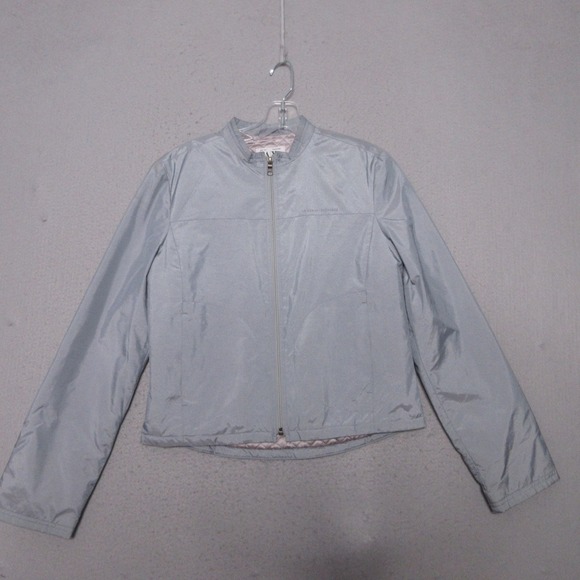 Vintage Y2K Armani Exchange Jacket Medium Gray Lightweight  Moto Biker Zip Front - Picture 1 of 11